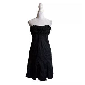Venus Black Strapless Pleated Midi Dress Y2K Style Womens Designer US Size 6